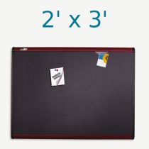 Quartet Magnetic Fabric Bulletin Board - 2' x 3' - Mahogany Finish Frame