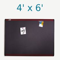 Quartet Magnetic Fabric Bulletin Board - 4' x 6' - Mahogany Finish Frame  