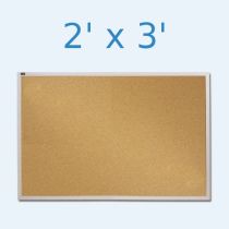 Quartet Natural Cork Bulletin Board - 2' x 3' - Aluminum Frame