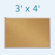 Quartet Natural Cork Bulletin Board - 3' x 4' - Aluminum Frame  