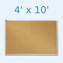 Quartet Natural Cork Bulletin Board - 4' x 10' - Aluminum Frame  