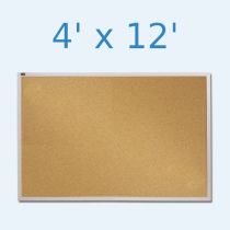 Quartet Natural Cork Bulletin Board - 4' x 12' - Aluminum Frame  