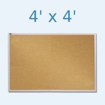 Quartet Natural Cork Bulletin Board - 4' x 4' - Aluminum Frame  