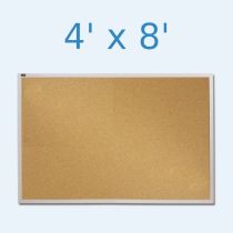 Quartet Natural Cork Bulletin Board - 4' x 8' - Aluminum Frame  