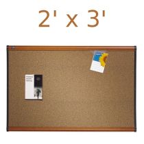 Quartet Prestige Colored Cork Bulletin Board - 2' x 3' - Light Cherry Frame