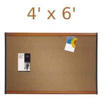 Quartet Prestige Colored Cork Bulletin Board - 4' x 6' - Light Cherry Frame  