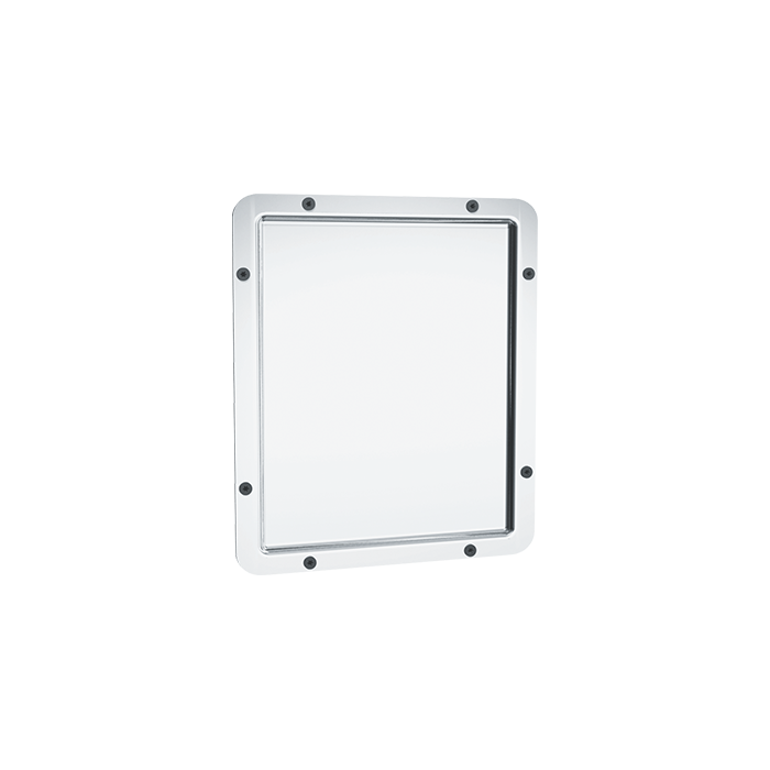 American Specialties 104-14 Framed Mirror - 20 Ga. #8 Mirror Polished Stainless Steel, Front Mount With Wall Anchor, 10-1/16"W x 11-9/16"H