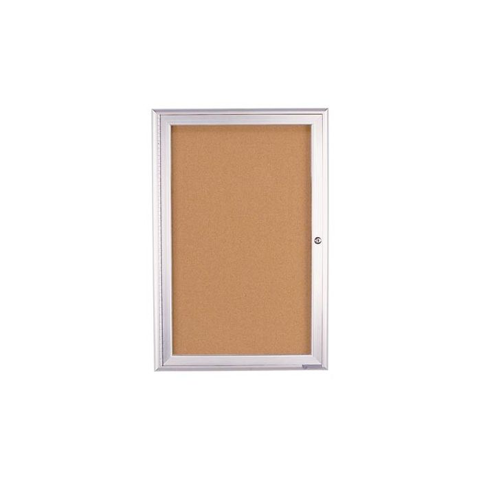 Enclosed Single Door Corkboard-Indoor- by United Visual 24"W x 36"H