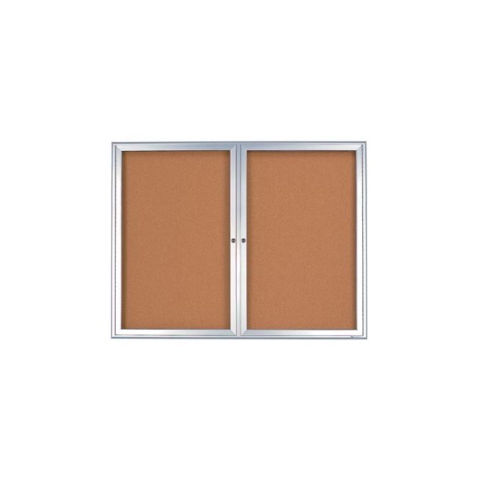 Enclosed Single Door Corkboard-Indoor by United Visual 60"W x 36"H