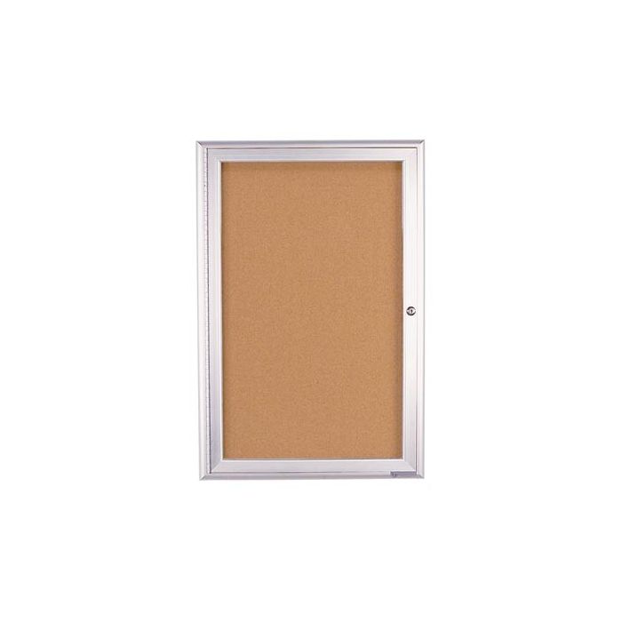 Enclosed Single Door Corkboard-Outdoor by United Visual 18"W x 24"H
