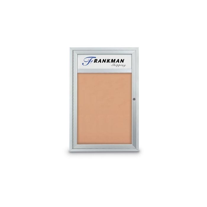 Enclosed Single Door-With Header-Corkboard-Outdoor by United Visual-36"W x 36"H