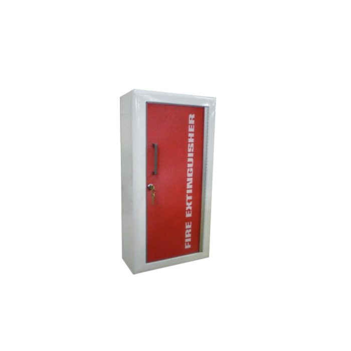 Fits Multiple Standard Extinguishers up to 20 Pounds-1 1/2" Square-Q 3 /16” Textured Obscure Acrylic with Lettering & Saf-T-Lok-41 Vert, Red Bkgd, White Lettering