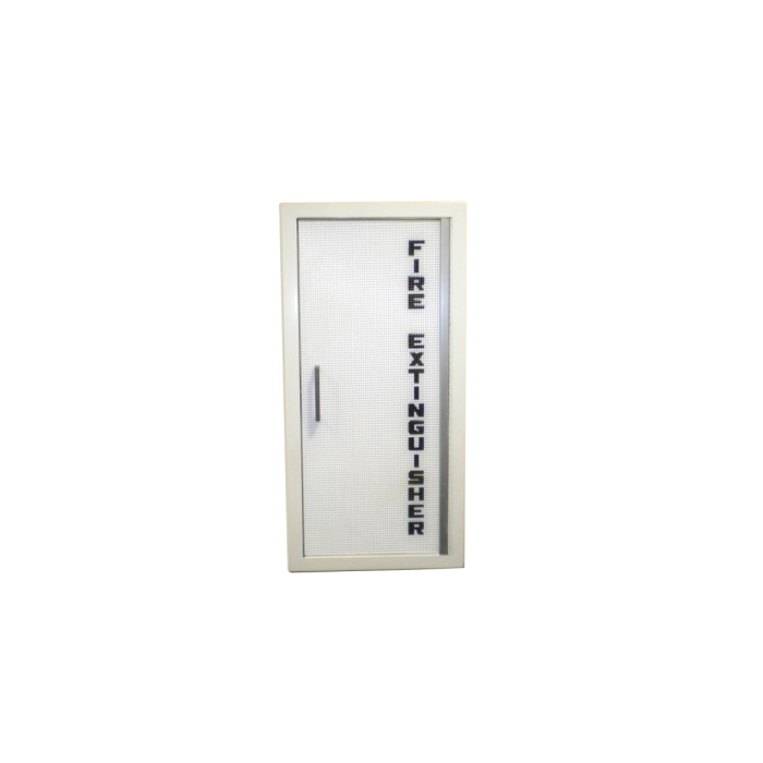 Fits Multiple Standard Extinguishers up to 20 Pounds-Flat Trim-P  3/16” Textured Obscure Acrylic with Lettering-42 Vert, White Bkgd, Black Lettering