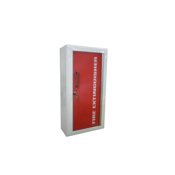 Fits Multiple Standard Extinguishers up to 20 Pounds-Surface Mount-Q 3 /16” Textured Obscure Acrylic with Lettering & Saf-T-Lok-51 Ascend, Red Bkgd, White Lettering