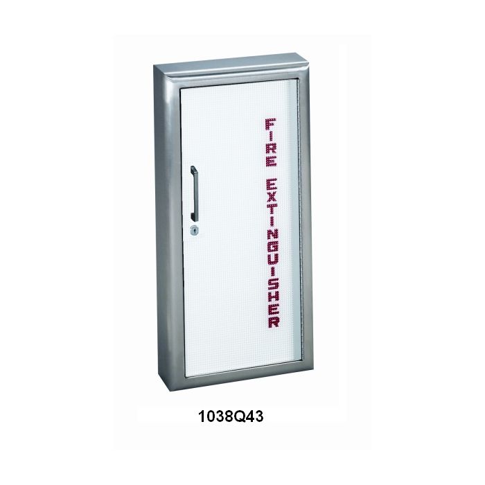 Fits standard Extinguishers 2.5 to 10 Pounds. -4" Rolled-P  3/16” Textured Obscure Acrylic with Lettering-43 Vert, White Bkgd, Red Lettering