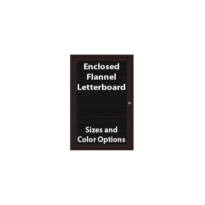 1-Door Bronze Aluminum Frame Enclosed Flannel Letterboard