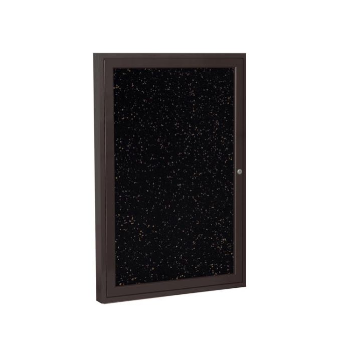 1-Door Bronze Aluminum Frame Enclosed Recycled Rubber Tackboard