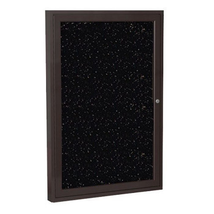 1-Door Bronze Aluminum Frame Enclosed Recycled Rubber Tackboard