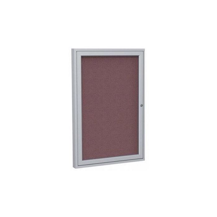 Ghent 1-Door Satin Aluminum Frame Enclosed Fabric Tackboard - 24" x 18"