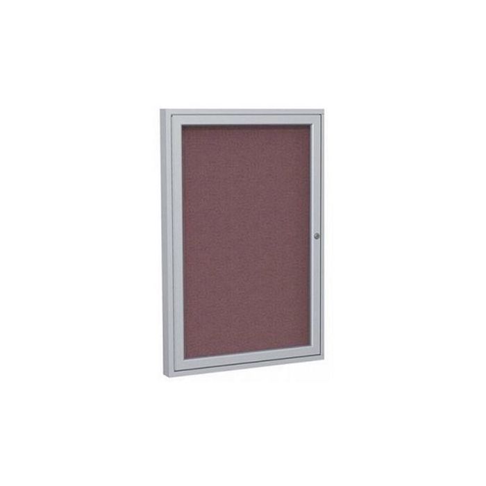 1-Door Satin Aluminum Frame Enclosed Fabric Tackboard