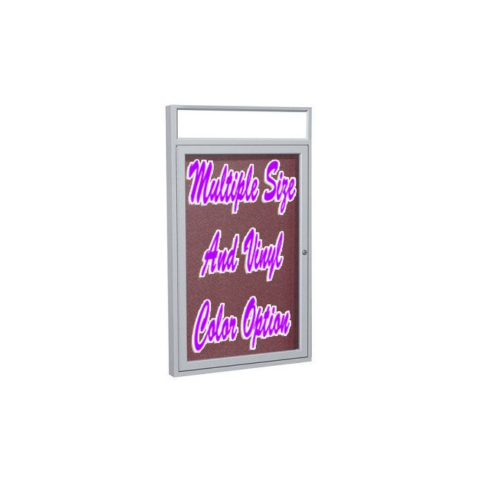 1-Door Satin Aluminum Frame w/ Illuminated Headliner Enclosed Vinyl Tackboard