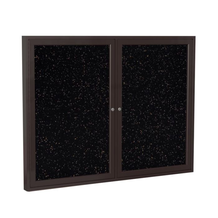 2-Door Bronze Aluminum Frame Enclosed Recycled Rubber Tackboard