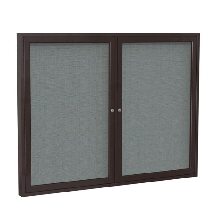 2-Door Bronze Aluminum Frame Enclosed Fabric Tackboard