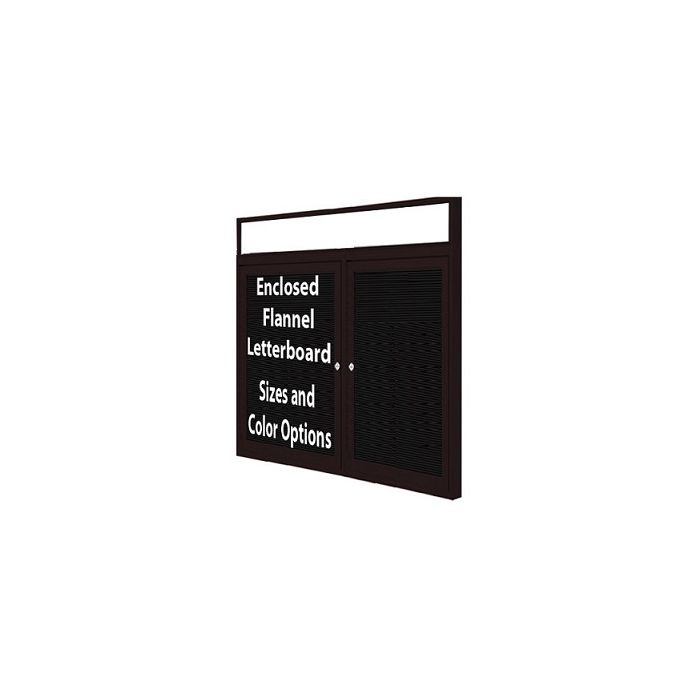 2-Door Bronze Aluminum Frame w/ Headliner Enclosed Vinyl Letterboard