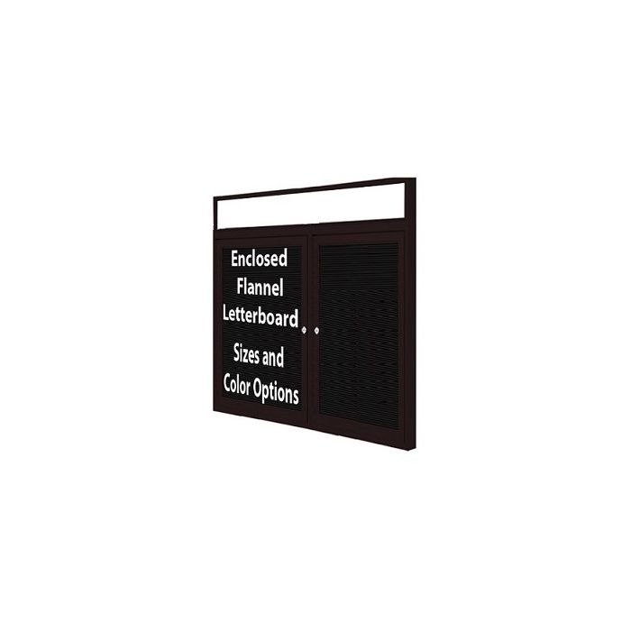2-Door Bronze Aluminum Frame w/ Illuminated Headliner Enclosed Flannel Letterboard