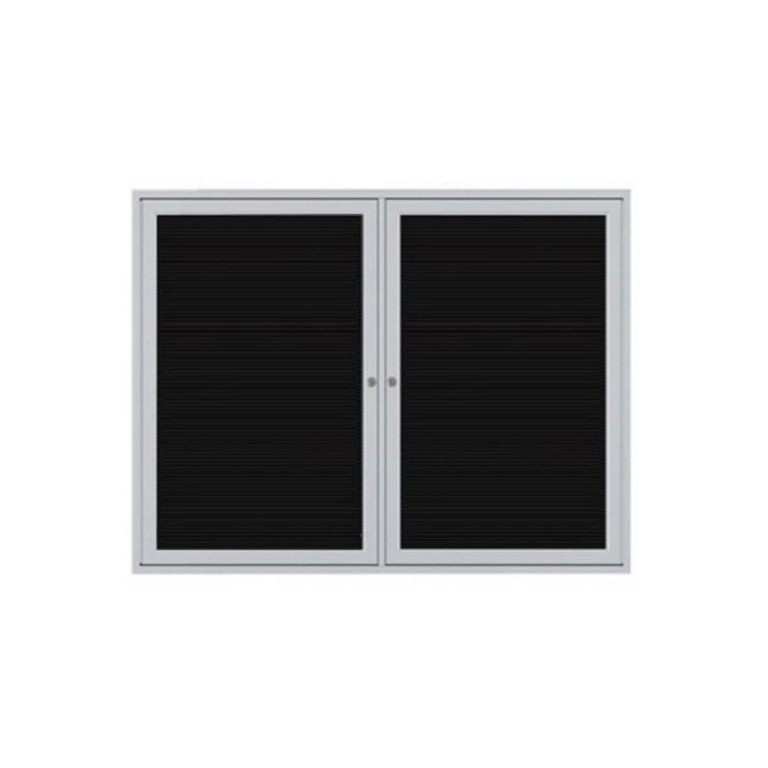 2 Door Satin Aluminum Frame Enclosed Flannel Letterboard