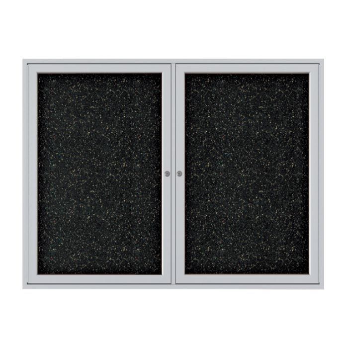 2-Door Satin Aluminum Frame Enclosed Recycled Rubber Tackboard
