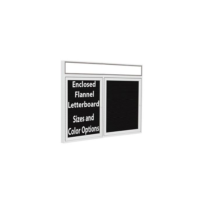 2-Door Satin Aluminum Frame w/ Illuminated Headliner Enclosed Flannel Letterboard