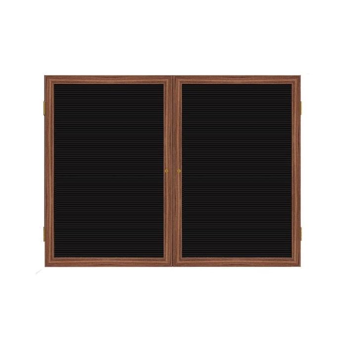 2-Door Wood Frame Cherry Finish Enclosed Flannel Letterboard