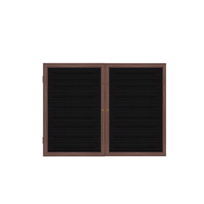 2-Door Wood Frame Walnut Finish Enclosed Flannel Letterboard