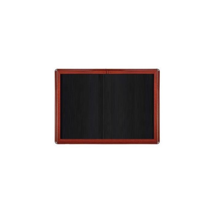 2-Sliding Door Ovation Tackboard - Cherry Wood Look Finish/Black Corners