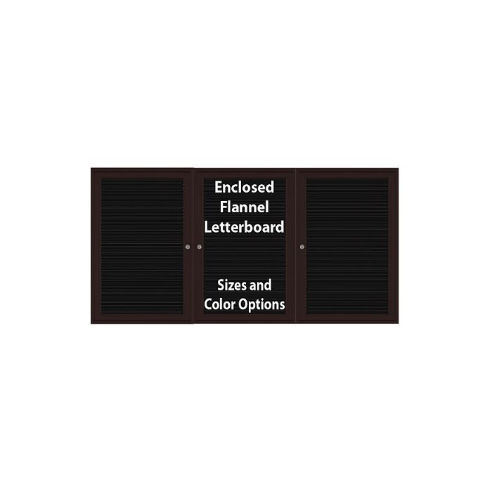 3-Door Bronze Aluminum Frame Enclosed Flannel Letterboard