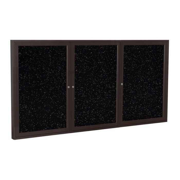 3-Door Bronze Aluminum Frame Enclosed Recycled Rubber Tackboard