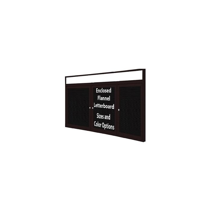 3-Door Bronze Aluminum Frame w/ Illuminated Headliner Enclosed Flannel Letterboard