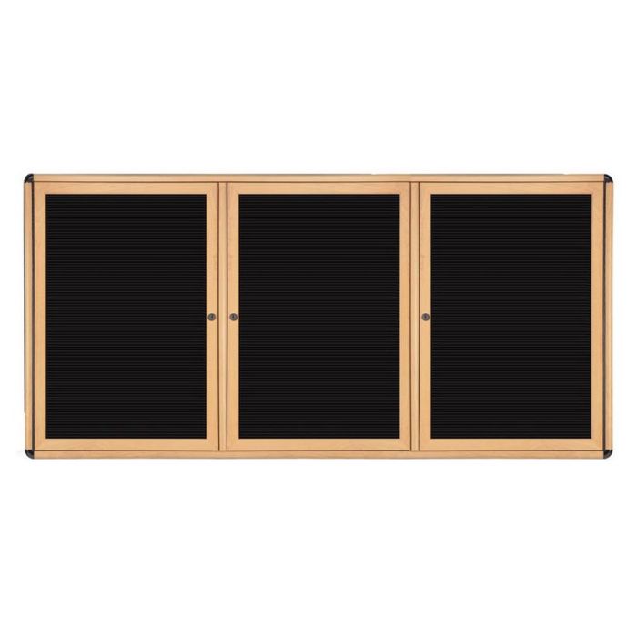 3-Door Ovation Letterboard - Maple Wood Look Finish/Chrome Corners
