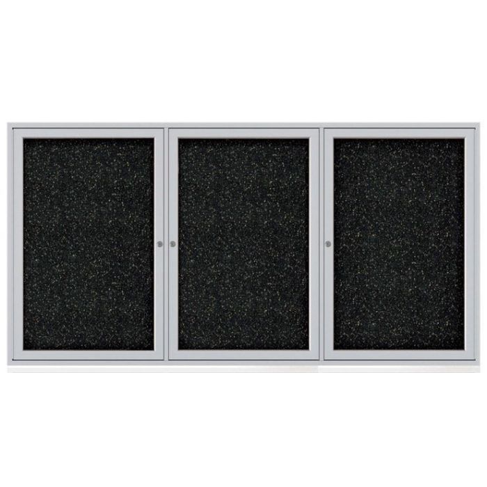 3-Door Satin Aluminum Frame Enclosed Recycled Rubber Tackboard