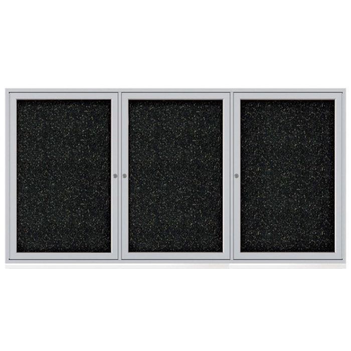 3-Door Satin Aluminum Frame Enclosed Recycled Rubber Tackboard