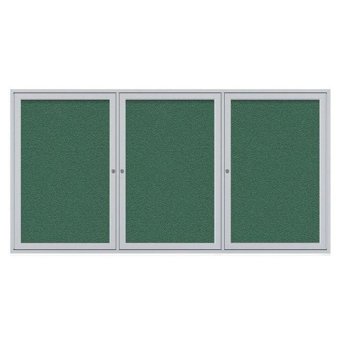 3-Door Satin Aluminum Frame Enclosed Vinyl Tackboard