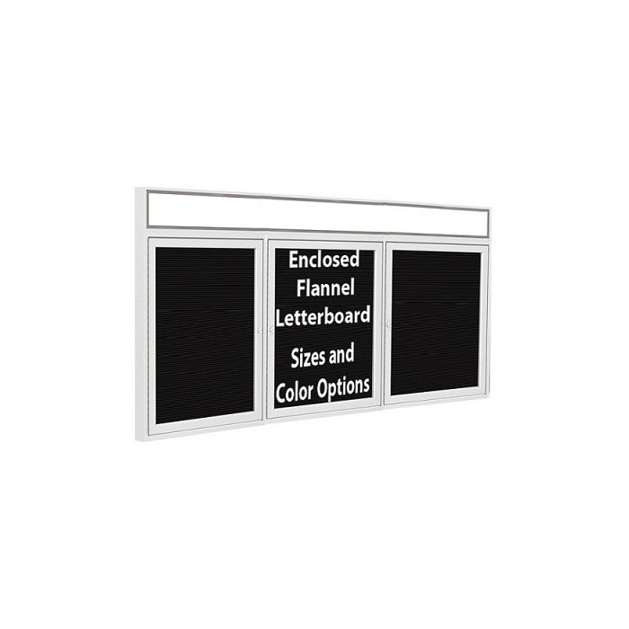 3-Door Satin Aluminum Frame w/ Headliner Enclosed Vinyl Letterboard