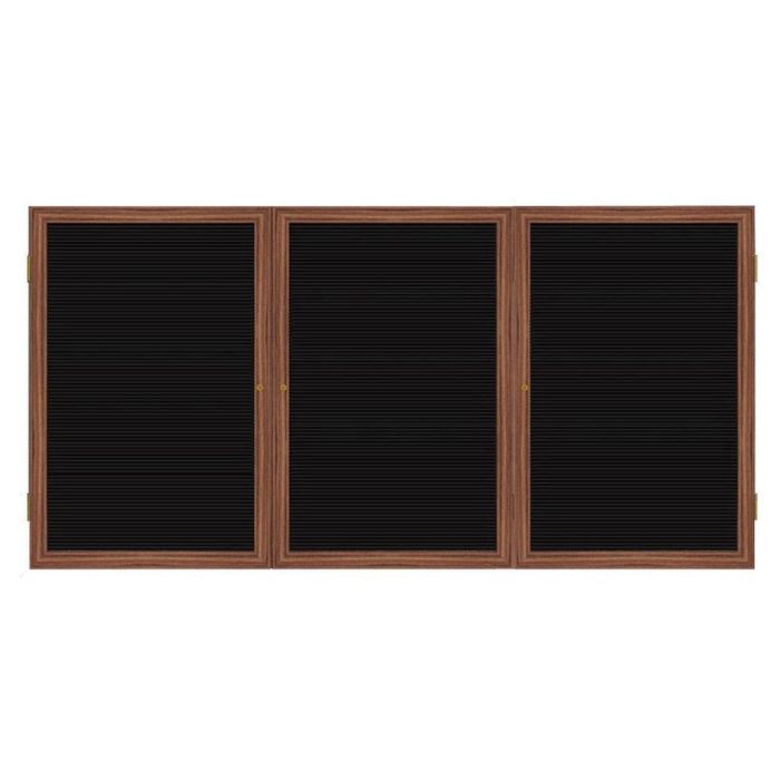 3-Door Wood Frame Cherry Finish Enclosed Flannel Letterboard