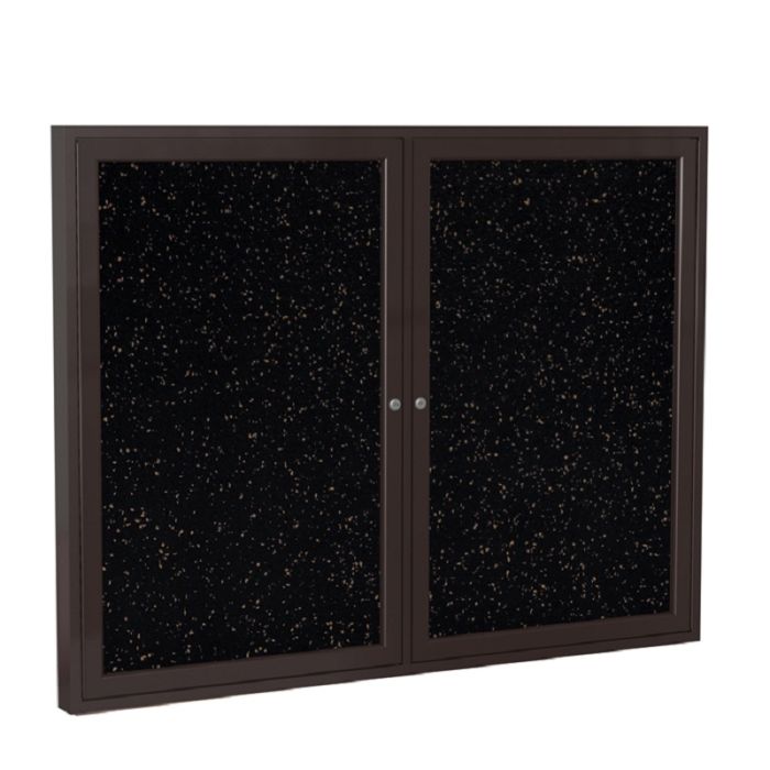 2-Door Bronze Aluminum Frame Enclosed Recycled Rubber Tackboard