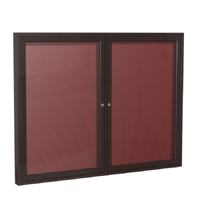 2-Door Satin Aluminum Frame w/ Headliner Enclosed Flannel Letterboard