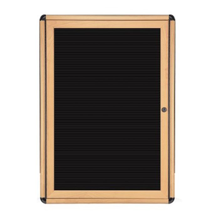 1-Door Ovation Letterboard - Maple Wood Look Finish/Black Corners
