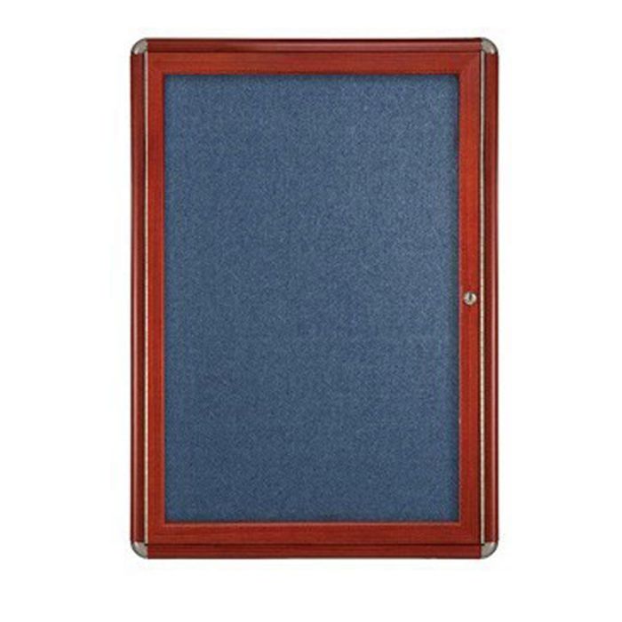 1-Door Ovation Tackboard - Cherry Wood Look Finish/Chrome Corners