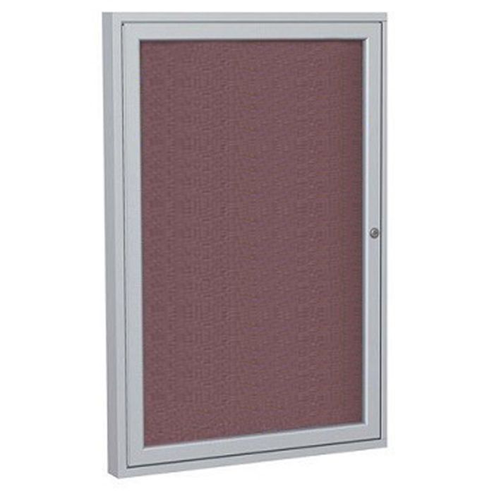 1-Door Satin Aluminum Frame Enclosed Fabric Tackboard