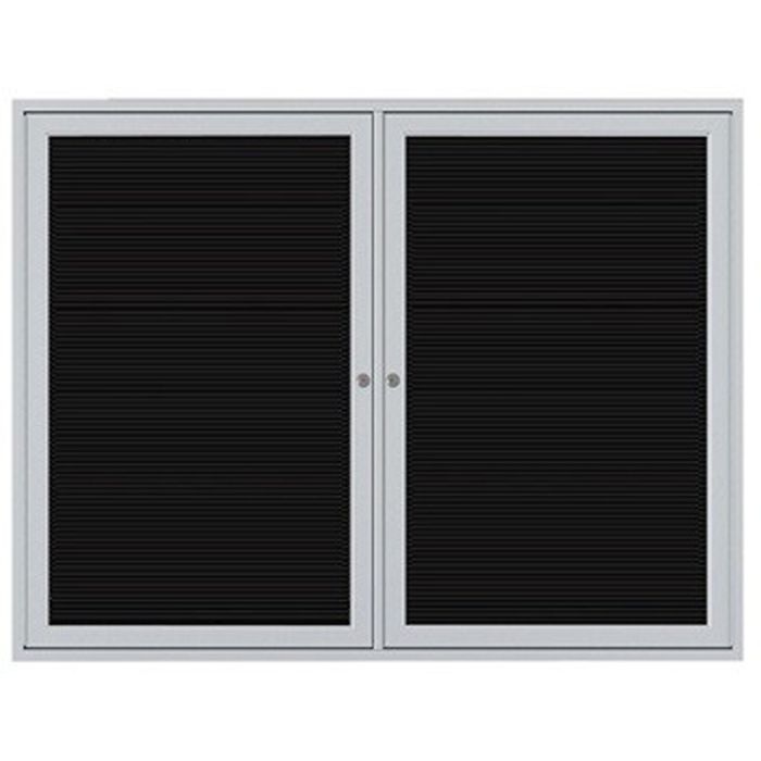 2-Door Satin Aluminum Frame Enclosed Flannel Letterboard